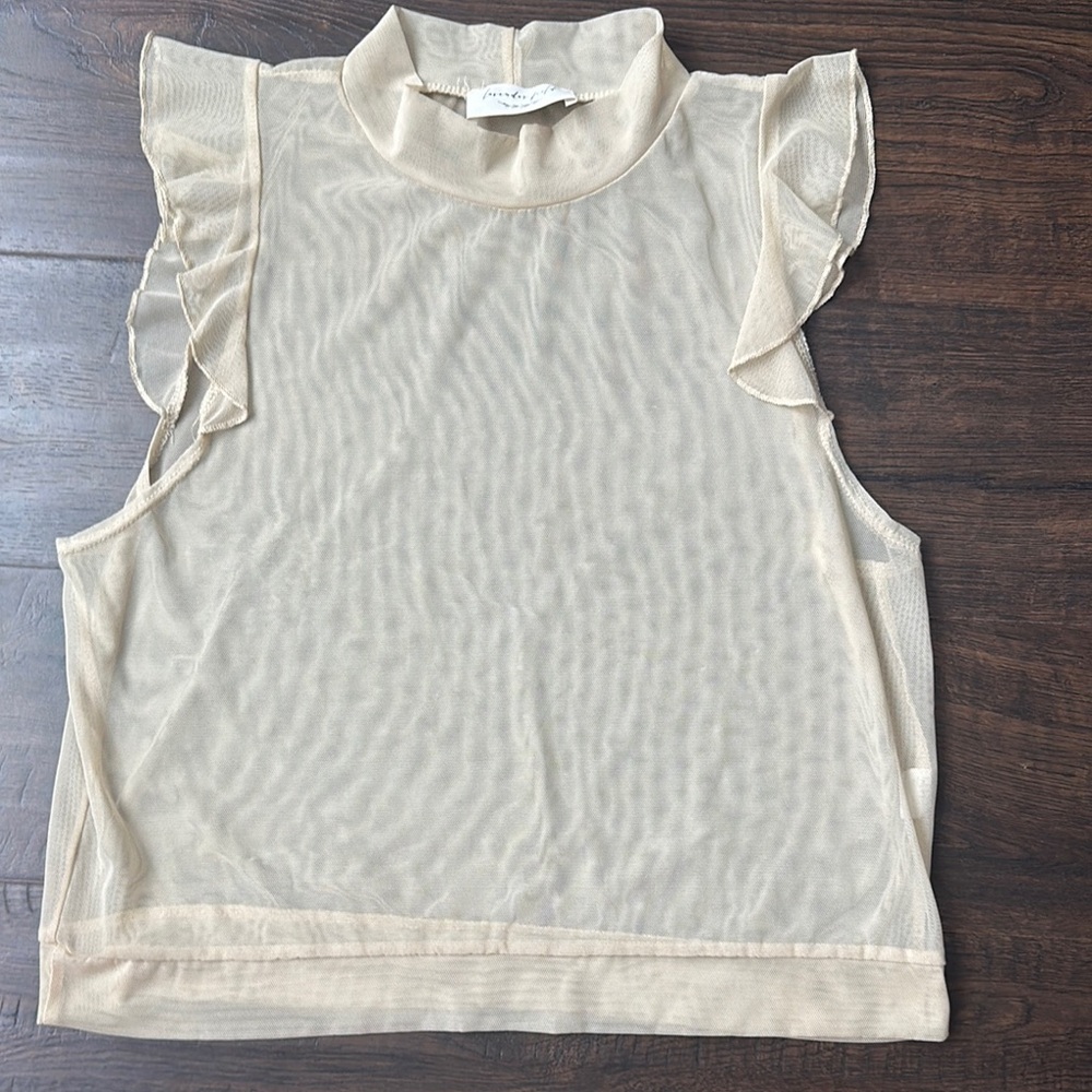Sheer Cream Sleeveless Top M lavender field
